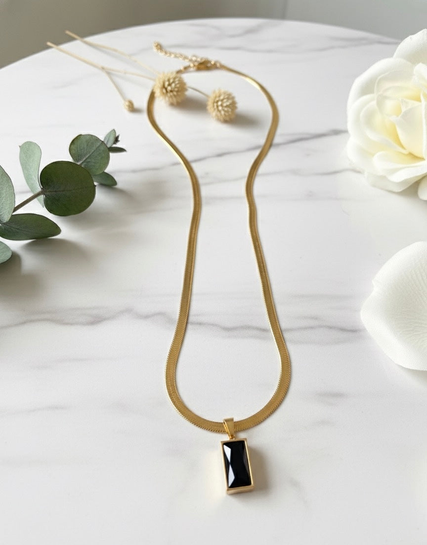 Black Diamond Inspired Jewelry Set - Necklace, Earrings & Adjustable Ring.