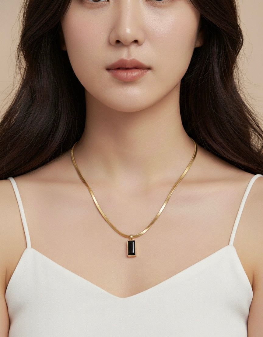 Black Diamond Inspired Jewelry Set - Necklace, Earrings & Adjustable Ring.